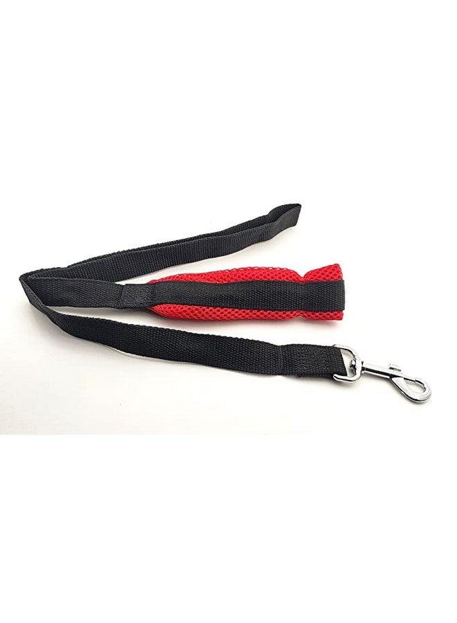 Soft Adjustable Basic Nylon Padded 1-Inch Vest Harness And Long Handle Leash Ideal For Outdoor Walking/Training Dogs And Puppies (Red Black) - Image 3