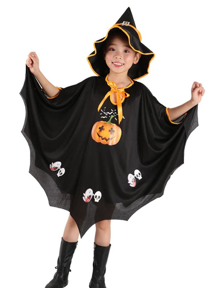Witch Cloak Robe Cosplay Costume Complete Set With Hat For Party Masquerade Suitable For Height 90cm - 150cm - Image 1