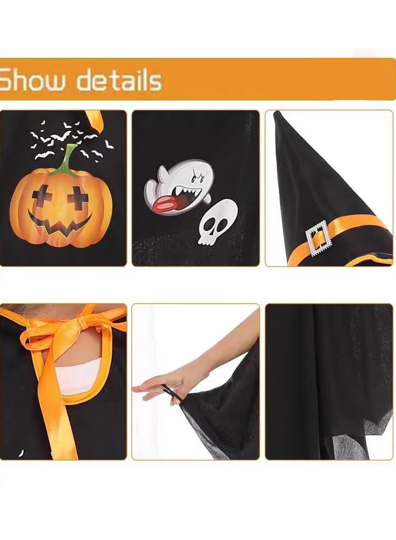 Witch Cloak Robe Cosplay Costume Complete Set With Hat For Party Masquerade Suitable For Height 90cm - 150cm - Image 5