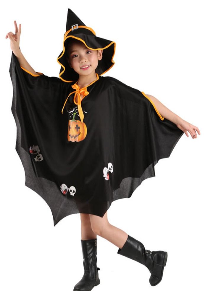 Witch Cloak Robe Cosplay Costume Complete Set With Hat For Party Masquerade Suitable For Height 90cm - 150cm - Image 3