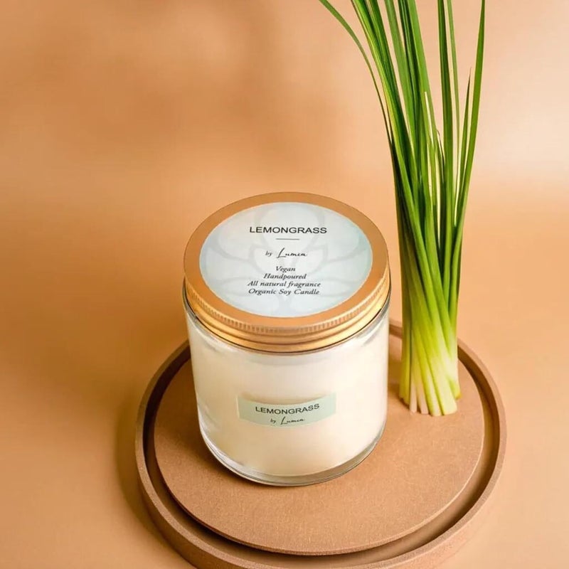 LUMIA Organic Soy Wax Candle Set og 2 Vanilla Lemongrass 24Hour Burn Refreshing Aromatherapy EcoFriendly Vegan NonToxic Perfect Home Gift Choice 90g Each - Image 3