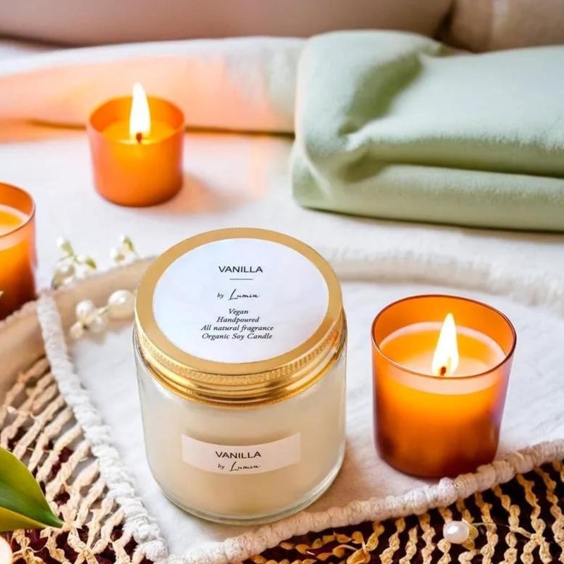 LUMIA Organic Soy Wax Candle Set og 2 Vanilla Lemongrass 24Hour Burn Refreshing Aromatherapy EcoFriendly Vegan NonToxic Perfect Home Gift Choice 90g Each - Image 2