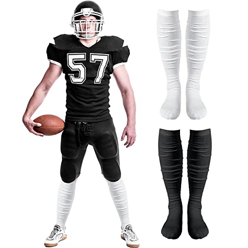 Chuarry 2 Pairs Scrunch Football Socks Non Slip Men Extra Long Soccer Socks Over The Knee Athletic(Black, White) - Image 4