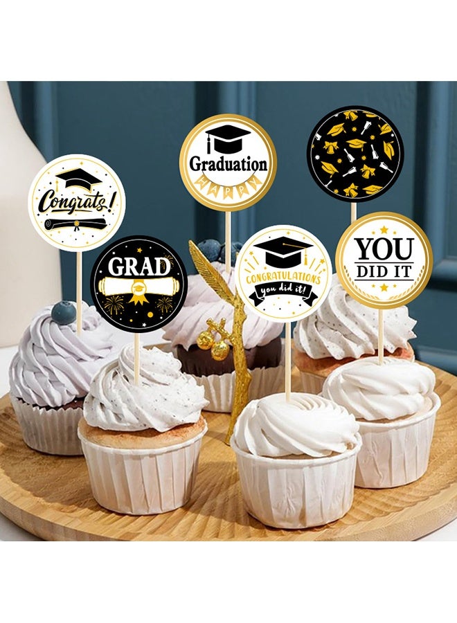 Wffo 10 Sheets（120PCS）Graduation Stickers - 12 Designs - Black Gold Graduation Stickers - Grad Gift Tags Sticker for Envelopes Candy Decorations for Envelope Seal, Grad Party Supplies - Image 4