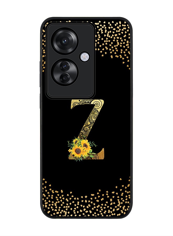 Stylizedd Rugged Black edge case for Oppo Reno11 F / Oppo F25 Pro 5G, Slim fit Soft Cover - Custom Monogram Initial Letter Floral Pattern Alphabet - Z ( Black) - Image 1