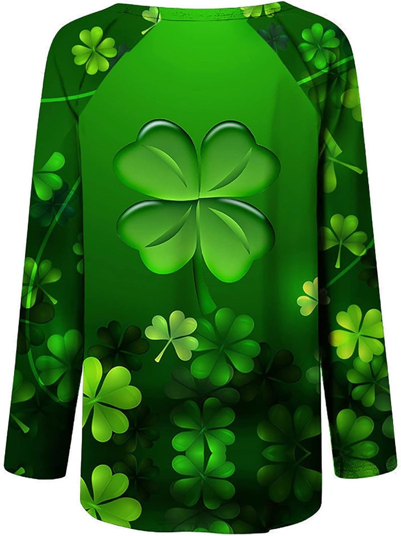 cheekyglo St Patricks Day Sweatshirts for Women Loose Long Sleeve Shirts Shamrock Print Blouse Saint Patricks Day Pullover Tops - Image 5