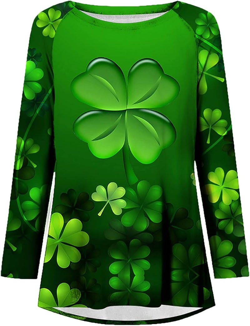 cheekyglo St Patricks Day Sweatshirts for Women Loose Long Sleeve Shirts Shamrock Print Blouse Saint Patricks Day Pullover Tops - Image 4
