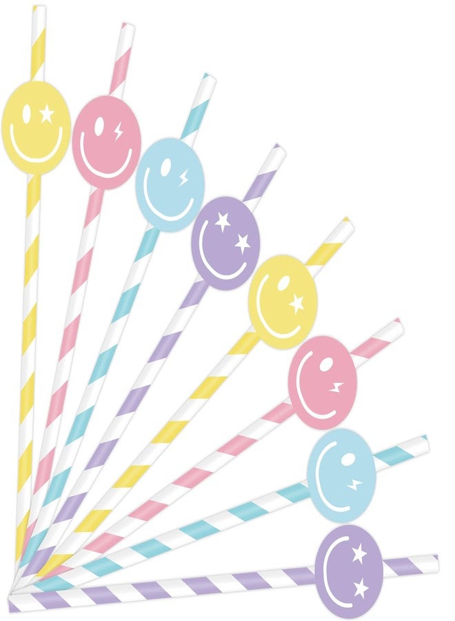 Whaline شربات وايلين 60 قطعة بتصميم مبتكر وجه مبتسم شربات ملونة بوجه سعيد شربات قابلة للتخلص منها لمستلزمات العودة إلى المدرسة حفلة عيد الميلاد حفلة استحمام الأطفال، 4 تصاميم، 7.8 × 0.2 بوصة - Image 1