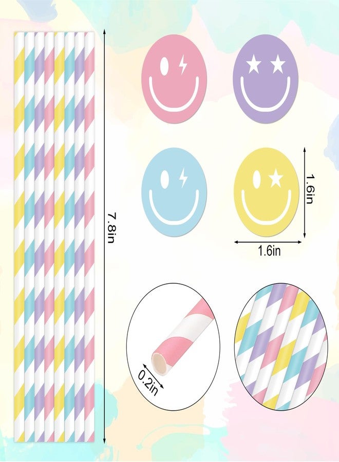 Whaline شربات وايلين 60 قطعة بتصميم مبتكر وجه مبتسم شربات ملونة بوجه سعيد شربات قابلة للتخلص منها لمستلزمات العودة إلى المدرسة حفلة عيد الميلاد حفلة استحمام الأطفال، 4 تصاميم، 7.8 × 0.2 بوصة - Image 2