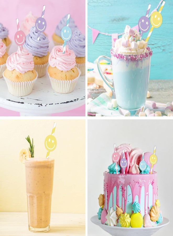 Whaline شربات وايلين 60 قطعة بتصميم مبتكر وجه مبتسم شربات ملونة بوجه سعيد شربات قابلة للتخلص منها لمستلزمات العودة إلى المدرسة حفلة عيد الميلاد حفلة استحمام الأطفال، 4 تصاميم، 7.8 × 0.2 بوصة - Image 5