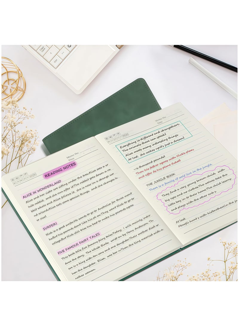 Biuwory دفتر ملاحظات بحجم A5 مبطن بالجلد مع ورق مسطر باللون البرتقالي، مناسب للاجتماعات والدراسة. - Image 3