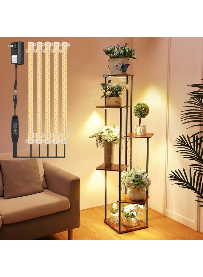Dreyoo 6 Tier Metal Plant Shelf with Grow Light, Sturdy Tall Plant Ladder for Display, Black - Image 1
