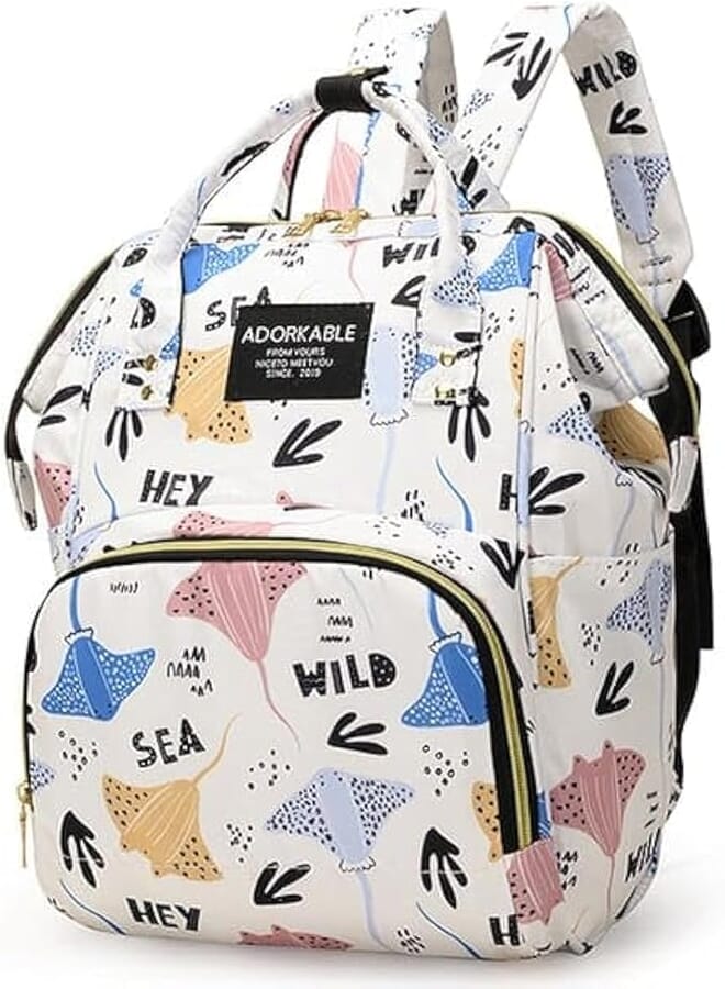Diaper Bag - Baby Diaper Bag Backpack With Baby Bottle Insulated Bag, Fashion Diaper Bag Backpack with Lovely Print mommy bag