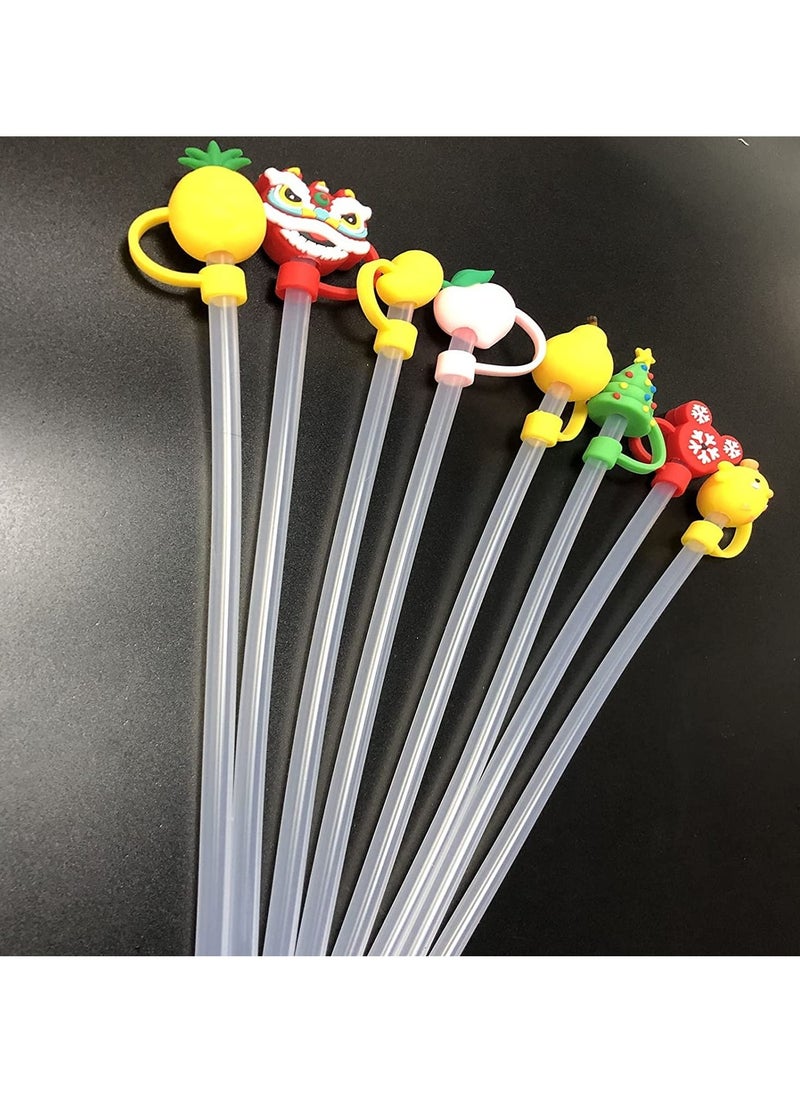 KASTWAVE KASTWAVE Silicone Straw Tips Cover 8 Pack Cute Silicone Reusable Drinking Straw Tips Lids Dust-Proof Straw Plugs for 1/4inch(6-8mm) Straw Tips for Decor Outdoor (6 Pack)  - Image 3