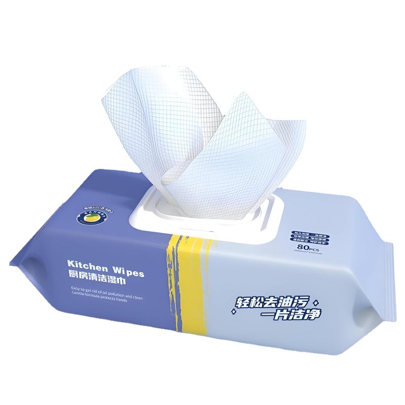 Wipes Grease Cleaning - Heavy Duty Kitchen Cleaning Paper Towels, Reusable and Washable Wipes Designed to Effectively Tackle Stains and Grease. (80 Pack) - Image 1
