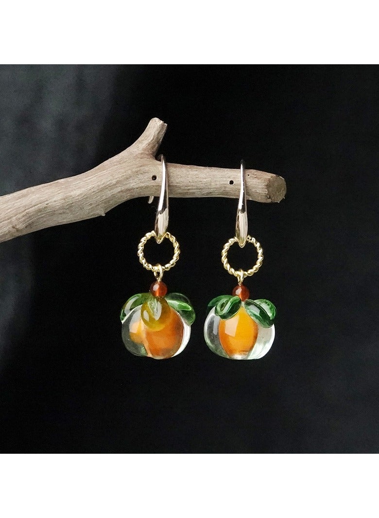 Glazed Persimmon Drop Earrings  - Image 2