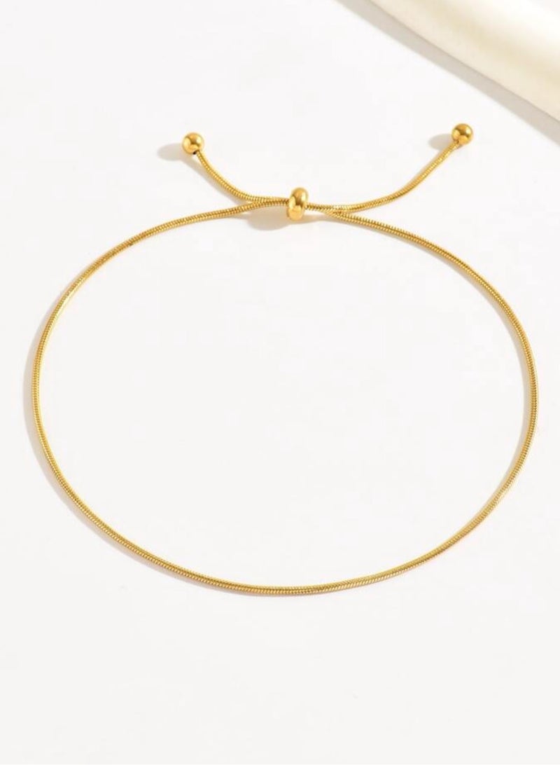 إيكوال خلخال نسائي انيق مصنوع من الاستانلس ستيل مطلي باللون الذهبي - Image 3