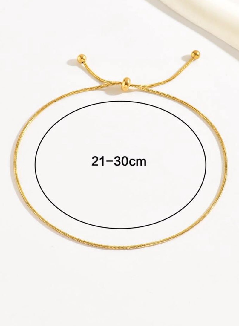 إيكوال خلخال نسائي انيق مصنوع من الاستانلس ستيل مطلي باللون الذهبي - Image 4