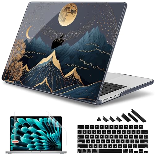 May Chen Case for M4 MacBook Pro 16 inch A3403 Max A3186, M3 A2991 M2 A2780 M1 A2485 Pro Max 2024 2023 2022 2021 Release, Plastic Hard Shell Case with Screen Pretector&Keyboard Cover, Starry Mountain - Image 1