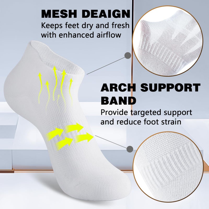 Walifrey Ankle Socks for Women, 6 Pairs Low Cut Athletic Socks for Women Running ï¼ˆWhite 6-8 - Image 4