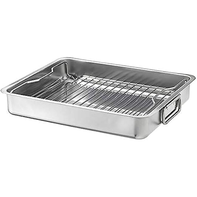 JQM Koncis Roasting Tin With Grill Rack Stainless Steel 40X32 Cm