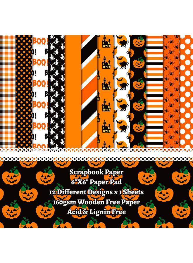 Bluejw 12 Sheets/pack Halloween Ghost Pumpkin Skull Decoration Paper Diy Hand Account Card Background Material Paper  - Image 3