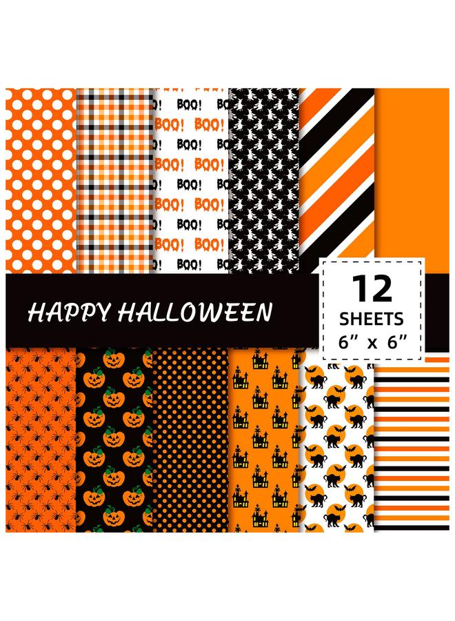 Bluejw 12 Sheets/pack Halloween Ghost Pumpkin Skull Decoration Paper Diy Hand Account Card Background Material Paper  - Image 1