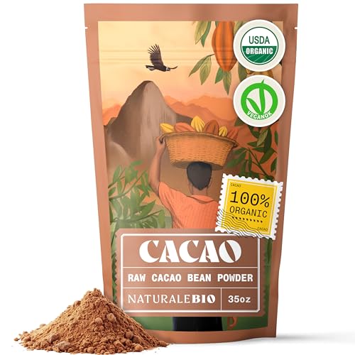 NaturaleBio Cacao Powder Organic 35oz Unsweetened NonAlkalized and Pure Cocoa Powder Substitute with Rich Dark Chocolate Flavor NonGMO Gluten Free Tested for Heavy Metals From Raw Cacao Beans - Image 1