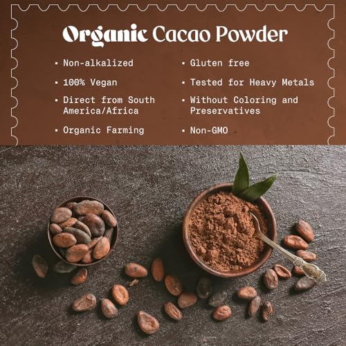 NaturaleBio Cacao Powder Organic 35oz Unsweetened NonAlkalized and Pure Cocoa Powder Substitute with Rich Dark Chocolate Flavor NonGMO Gluten Free Tested for Heavy Metals From Raw Cacao Beans - Image 5