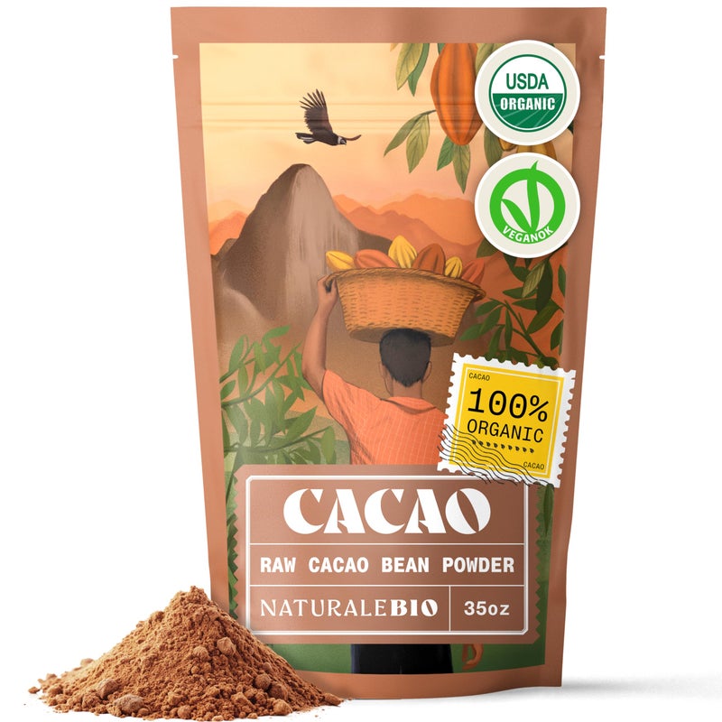 NaturaleBio Cacao Powder Organic 35oz Unsweetened NonAlkalized and Pure Cocoa Powder Substitute with Rich Dark Chocolate Flavor NonGMO Gluten Free Tested for Heavy Metals From Raw Cacao Beans - Image 3