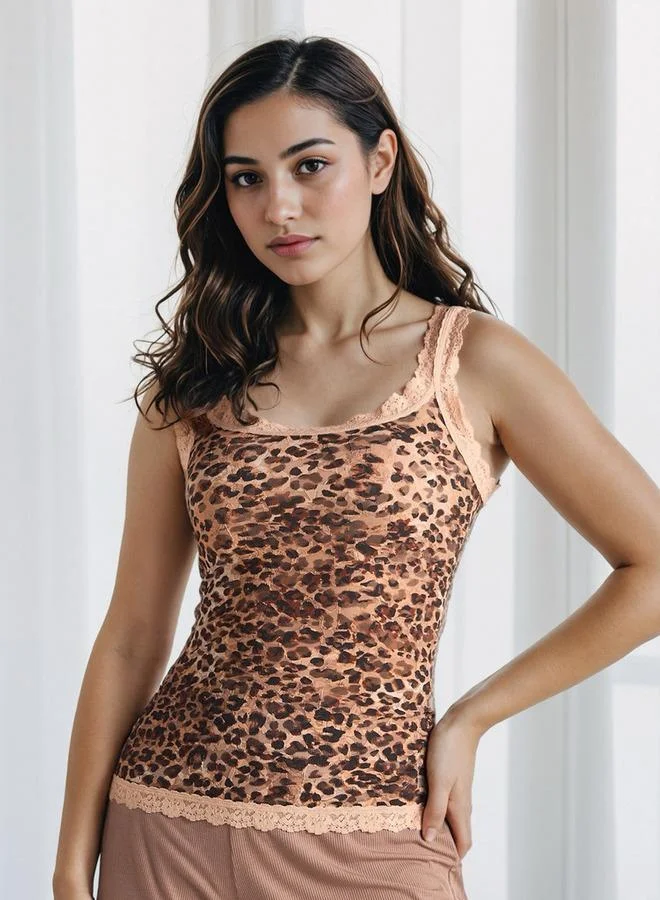 FAV Animal Print Camisole with Lace Inserts