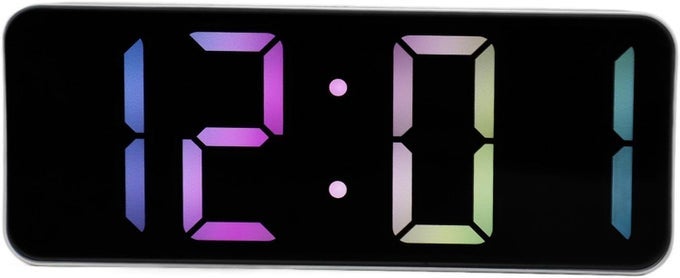 ABS PLASTIC DIGITAL LED ALARM CLOCK LARGE DISPLAY USB RECHARGEABLE TEMPERATURE SNOOZE TIMING DIMMER FUNCTION INNOVATIVE RGB MULTI COLORFUL NUMERIC NUMBERS TABLE TOP ALARM CLOCK 1PCS