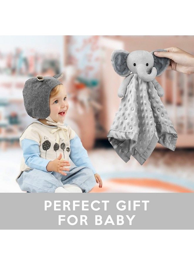 Pro Goleem Elephant Loveys For Babies Soft Security Blanket Baby Snuggle Toy Stuffed Animal Blanket Baby Registry Search Baby Boy Gifts For Infant And Toddler Gray 16 Inch - Image 4