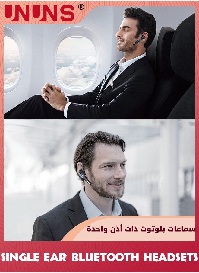 UNUNS - Single Ear Bluetooth Headsets,Wireless Bluetooth Earpiece V5.3,With Noise Canceling Mic,Hands-Free Caller Voice Announce For Office Business Driving,Connect 2 Device,Black - Image 1