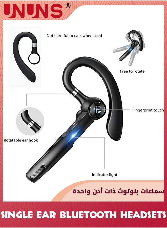 UNUNS - Single Ear Bluetooth Headsets,Wireless Bluetooth Earpiece V5.3,With Noise Canceling Mic,Hands-Free Caller Voice Announce For Office Business Driving,Connect 2 Device,Black - Image 1