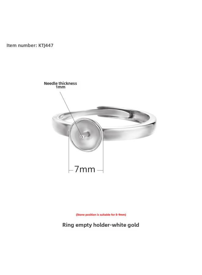 S925 Silver Ring Empty Topping Head With Needle Multi-stone Silver Ring Holder For Men And Women Ring Holder Diy Beeswax Round Bead Ring Holder