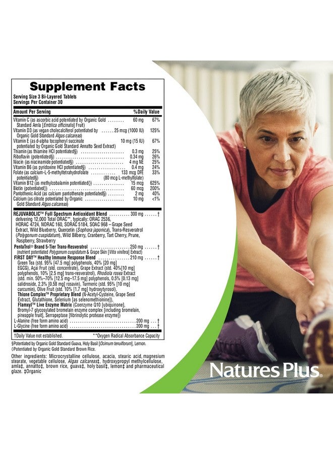 Nature's Plus Naturesplus Ageloss Rejuvabolic 90 Bilayered Tablets Resveratrol Antiaging Complex Vegetarian Gluten Free 30 Servings - Image 5