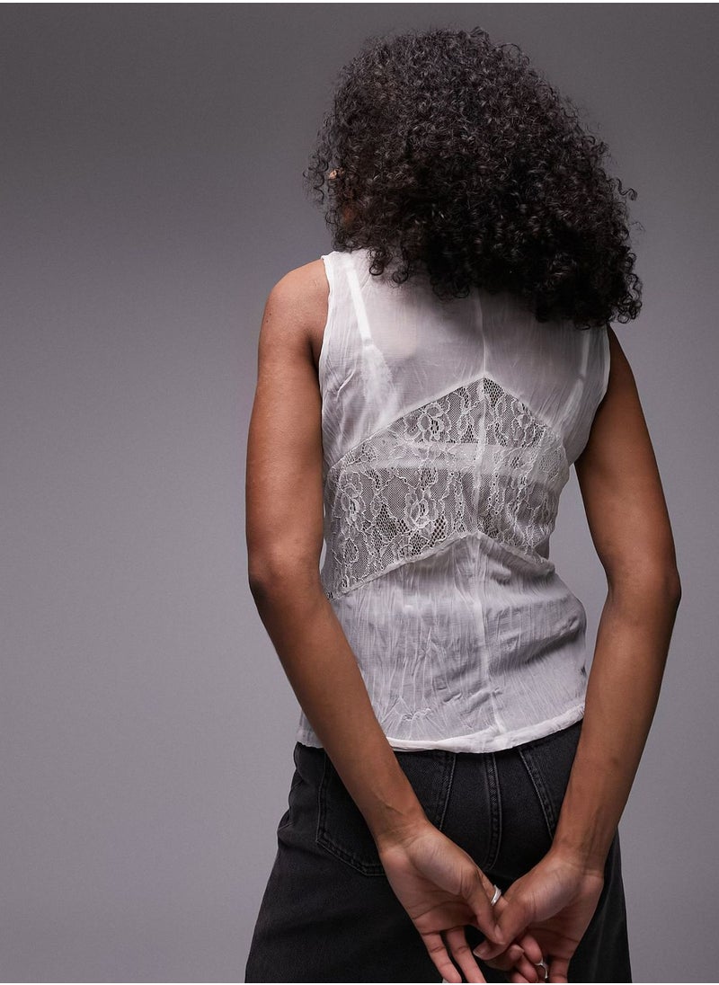 TOPSHOP V-Neck Crinkled Top  - Image 2