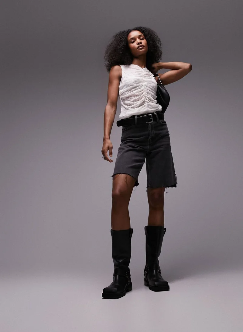TOPSHOP V-Neck Crinkled Top