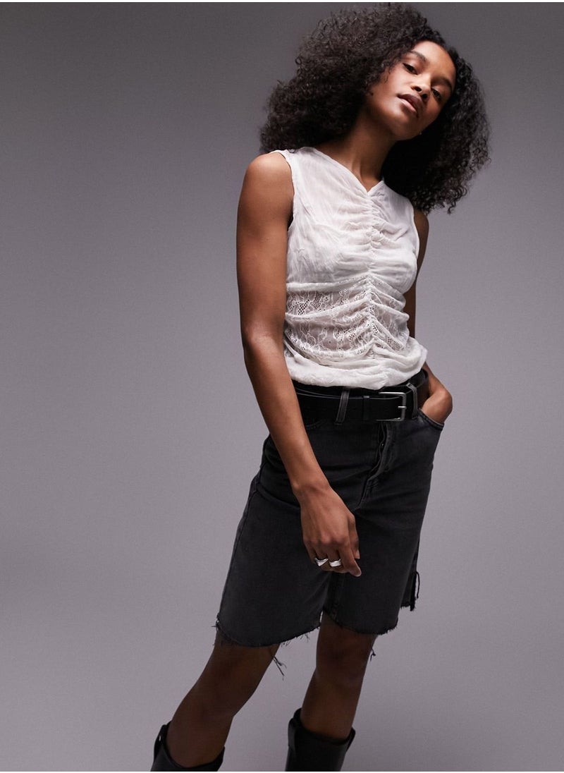 TOPSHOP V-Neck Crinkled Top  - Image 1