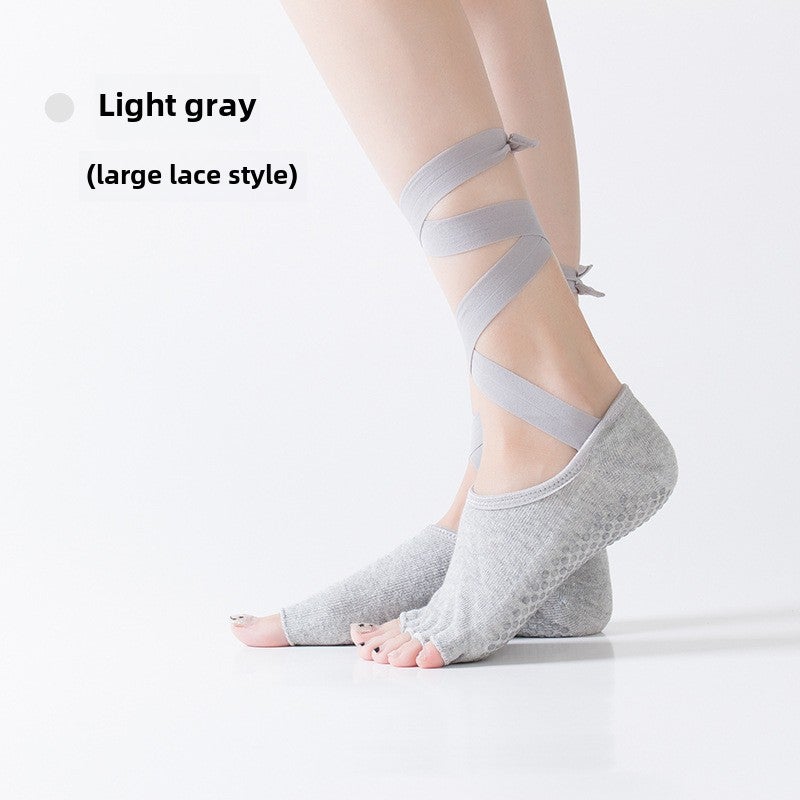 Loquat Professional Tie-Up Toe-Separating Yoga Socks Light gray - Image 1