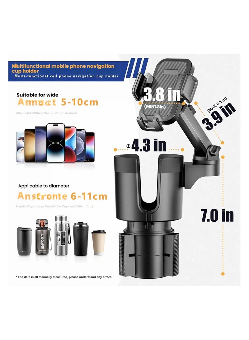 general Multi-Functional 2-in-1 Car Cup Holder - Phone Mount & Drink Holder for Vehicles - Adjustable Center Console Cup Holder - Image 4