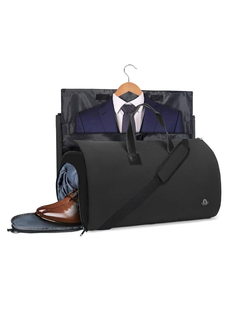 Excefore حقائب الملابس، حقيبة ملابس قابلة للتحويل مع حزام كتف، قسم للأحذية، حقيبة ملابس سفر قابلة للتحويل، حقيبة دوفل ملابس لحملها للرجال والنساء، حقيبة عطلة نهاية الأسبوع - Image 1