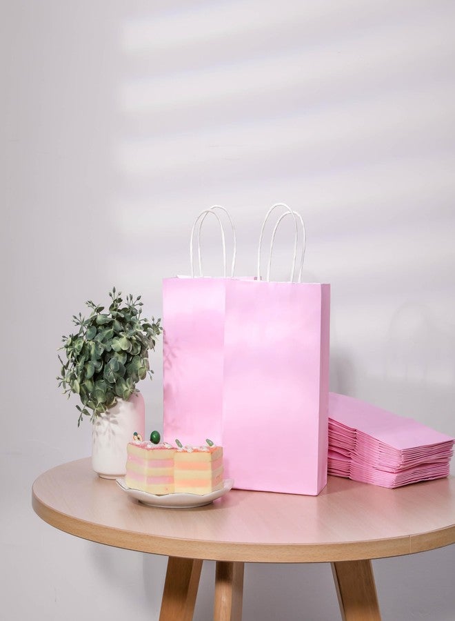SUNCOLOR 12-Pack Pink Gift Bags with Handles - 8" Recyclable Small Paper Goodie Bags for Party Favors, Birthdays, Baby Showers, Princess Parties & Weddings - Image 2