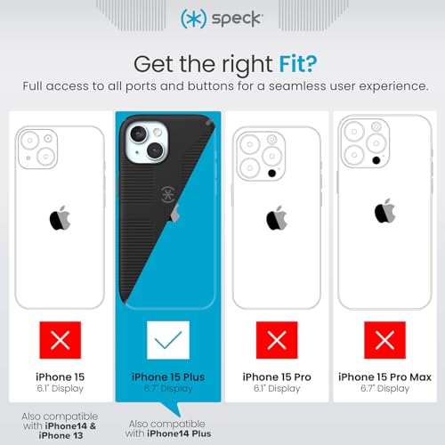 Speck MagSafe Case for iPhone 15 Plus - Drop & Camera Protection, Soft-Touch Secure Grip, Wireless Charging Compatible, 6.7 Inch - iPhone 14 Plus Compatible - Grip Black - Image 4