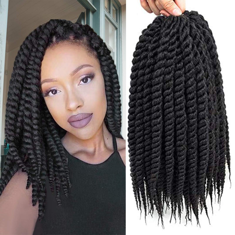 Admutty Admutty Havana Twist Crochet Hair 6 Packs 12 inch Crochet Braids Senegalese Twist Crochet Braiding Hair 1B 