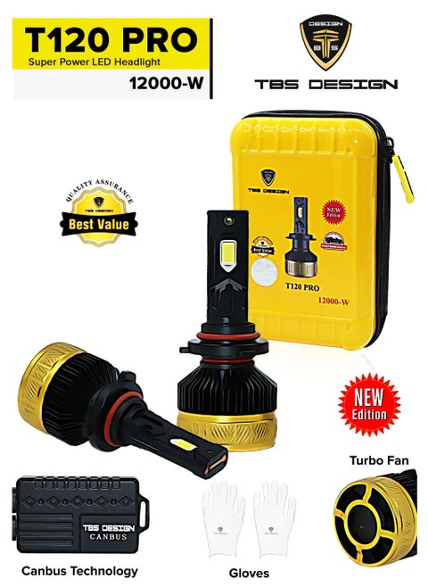 2 Pieces H4 120W LED Headlight Bulb Assembly 12000 Lumens Xtreme Bright With Color Temperature 6500K
