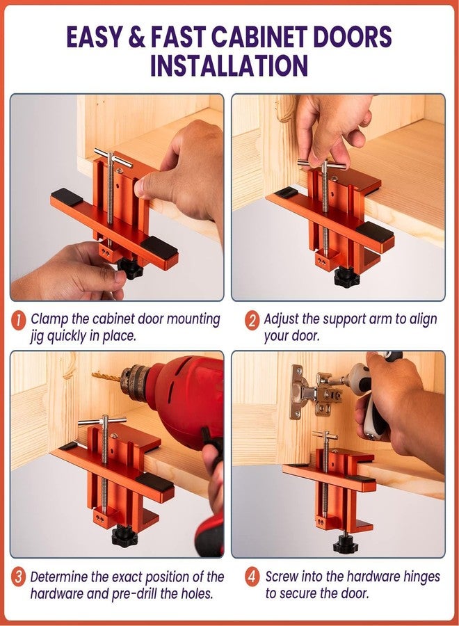 Luocute Cabinet Door Mounting Jig, Cabinet Hardware Jig Tool with Upgraded Support Arm and Clamp, Aluminum Alloy Clear Scale Door Mounting Position for Installation - Image 3