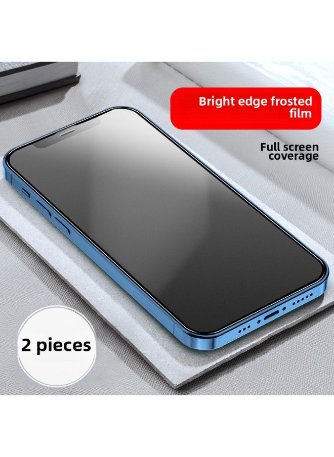 Generic For 13 For Iphone 14Plus Tempered Film For Iphone15Pro 16 Anti-peep Film 12 11 Full Screen Coverage XR XS-Colour:[bright Edge Frosted Film] Black Edge★Full-screen Anti-fingerprint Gaming Film—2 Pieces-Size:For Iphone X  - Image 1
