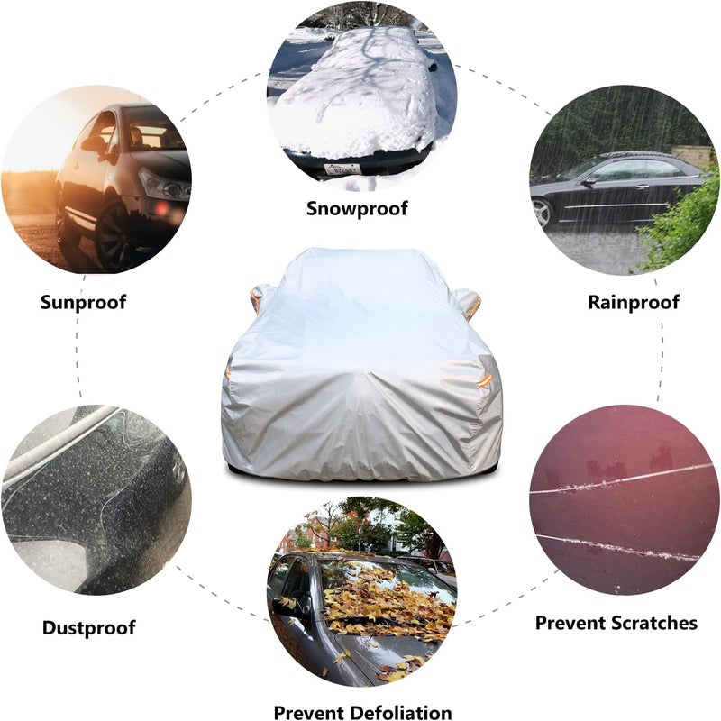 SEAZEN غطاء سيارة SEAZEN 6 طبقات، غطاء سيارة SUV مقاوم للماء مع باب بسحاب، مقاوم للثلج/حماية من الأشعة فوق البنفسجية/مقاوم للرياح، أغطية سيارات عالمية من قماش قابل للتنفس (الطول حتى 175 بوصة) يناسب كل مستخدم - Image 2